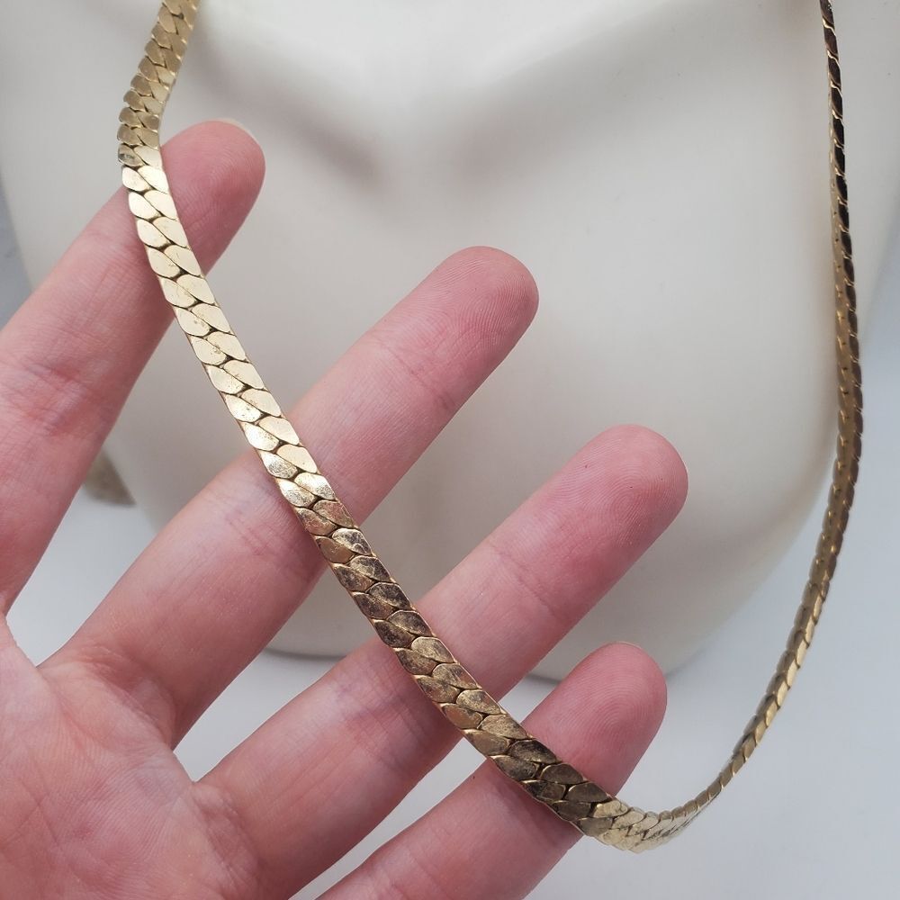 Celebrity new York gold tone herringbone‎ necklace unisex jewelry